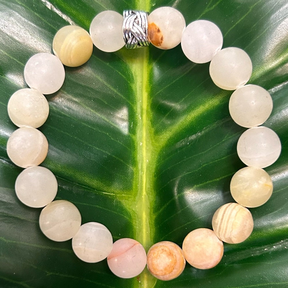 green onyx striped chunky 10mm handmade beaded bracelet